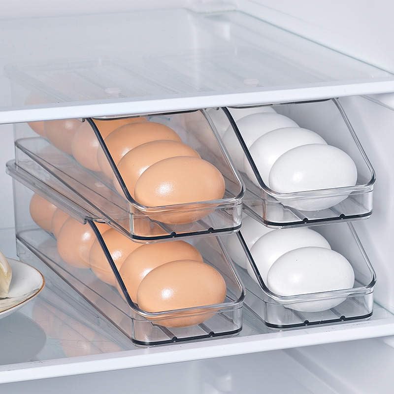 Generic Xsite - Soporte para huevos para refrigerador, transportador automático de huevos de plástico con 6-12 compartimentos para huevos, caja de