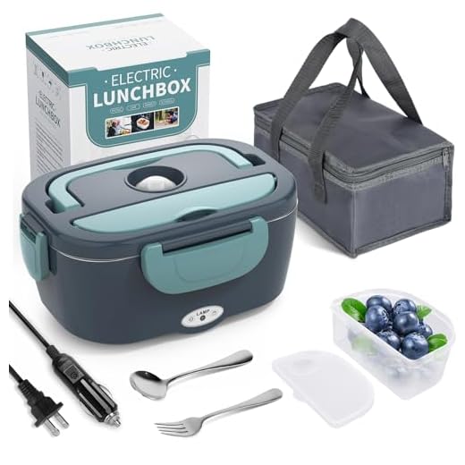 Electric Lunch Box Food Warmer - Herrfilk Portable Food Heater for Car & Home - Leak proof, Lunch Heating Microwave for Truckers with Removable Stainless Steel Container 1.5 L, 110V/12V[Upgraded]