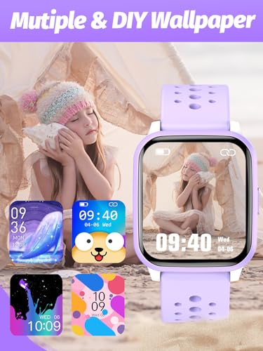 kids smart watch girls boys smart girls watch for kids smart watch gifts for 4-16 years old with sleep mode multiple sports modes pedometer birthday gift for boys girls purple
