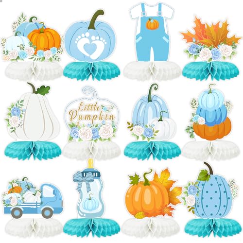 Décoration en nid d'abeille citrouille pour table de baby shower garçon et baptême