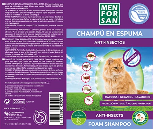 MENFORSAN Anti-Insekten-Schaumshampoo für Katzen, 200 ml