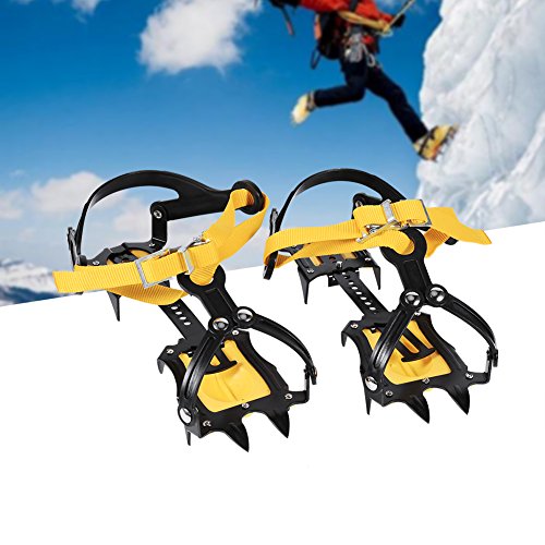 1 Par de empuñaduras de hielo, 10 dientes, antideslizante, trineos de tracción de nieve para nieve, crampones con llave hexagonal, bolsa de paquete para escalada, senderismo, caza