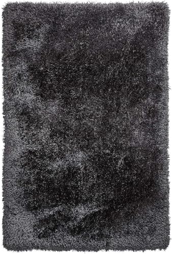 Image of Handcrafted Microfiber Dark Grey Shaggy Carpet 3x3 Feet Square with Thick Soft Plush Pile, Anti Slip Backing, Ideal for Living Room, Bedroom, Hall and Home Interior Decoration