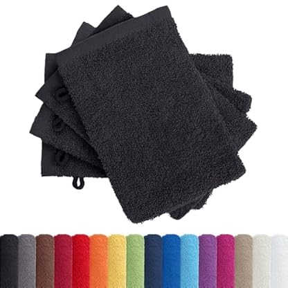 AR Line 4er Pack zum Sparpreis, Frottier Handtuch-Serie - in 7 Größen und 16 Farben 100% Baumwolle 500 g/m², 4er Pack Waschlappen (15x21 cm) in Schwarz