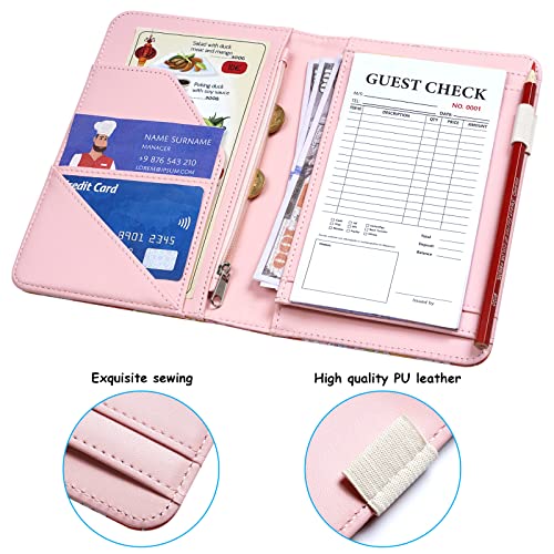 Carnet de serveur avec poche zippée et support de chèque motifs fleurs - 5