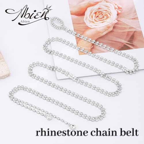 Abien Rhinestone Belts for Women Crystal Chain Belt for Dress Sparkle Thin Belts for Dresses3