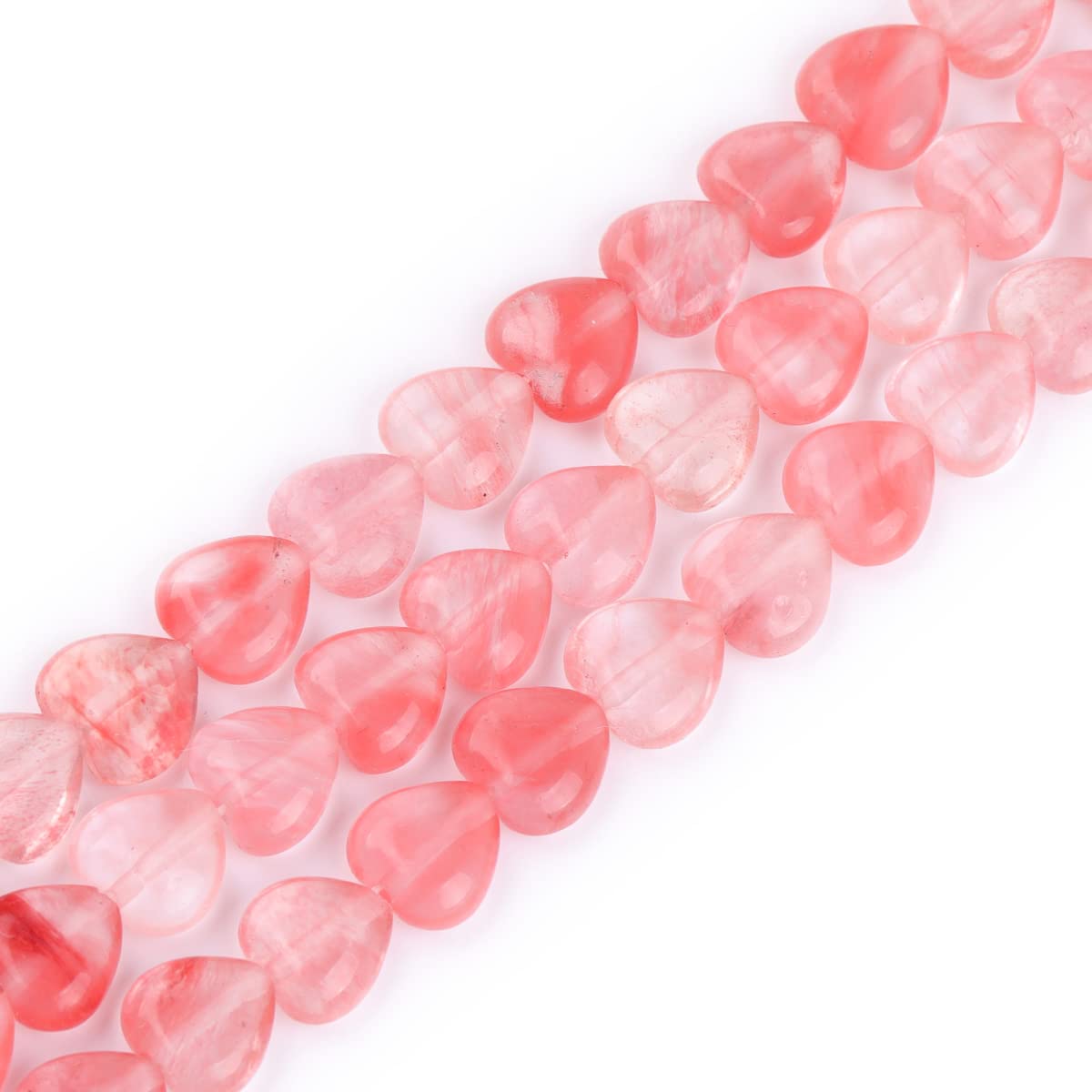 GEM-Inside 10mm Heart Charms Red Pink Waterlemon Crystal Beads for Jewelry Making Full 15" Strand Power Energy Healing Chakra Stone Beads