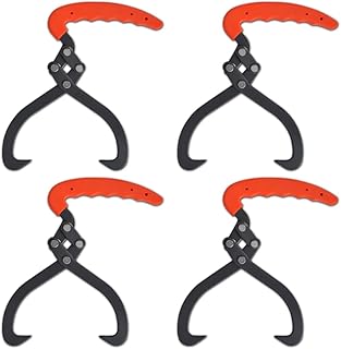 vidaXL 4x Log Tongs with PVC Handle Business Industrial Forestry Logging Grabber Skidding Lifting Timber Camping with Two Sharp Hooks