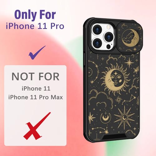 Image of Funermei for iPhone 11 Pro Case - Women Girls Cute Phone Cover Girly Pretty Aesthetic Sun Moon Stars Unique Design with Camera Cover Funda for Apple for iPhone 11 Pro