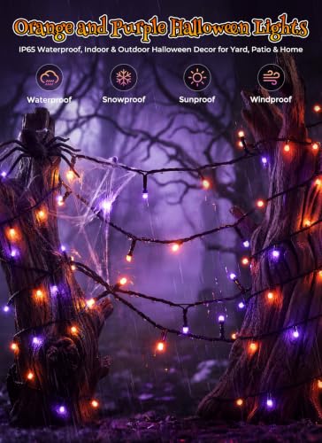 4 Pack Halloween Orange & Purple String Lights  - image 6