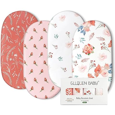GLLQUEN Baby Bassinet Sheets 4 Pack Cover