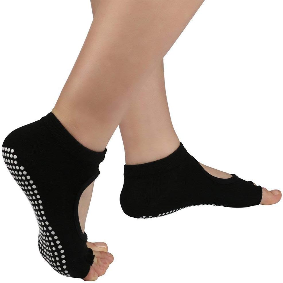 FOMANN Yoga Socks for Women Non-Slip Grips & Straps,Perfect for Pilates, Pure Barre, Ballet, Dance, Barefoot Workout (4 Pack Rainbow 2)