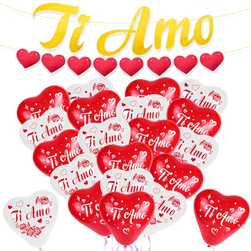 HOWAF Kit Romantico, Palloncini a Forma di Cuore Rosso Ti