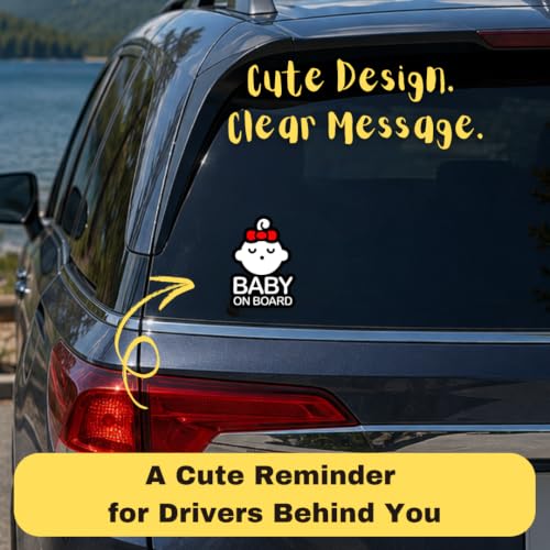 Image of TOTOMO Baby on Board Sticker for Car - Window Decal, Bumper Sign for New Parents, Durable Waterproof Safety Warning Sign for SUV Truck Minivan - Sleeping Girl, 1 Pack