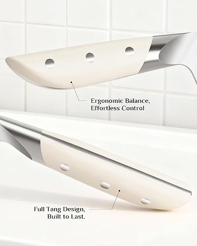 Miniatura 5 de Juego de cuchillos de cocina de acero inoxidable alemán de 14 piezas con bloque y afilador, juego de bloques de cuchillos de espiga completa y mango