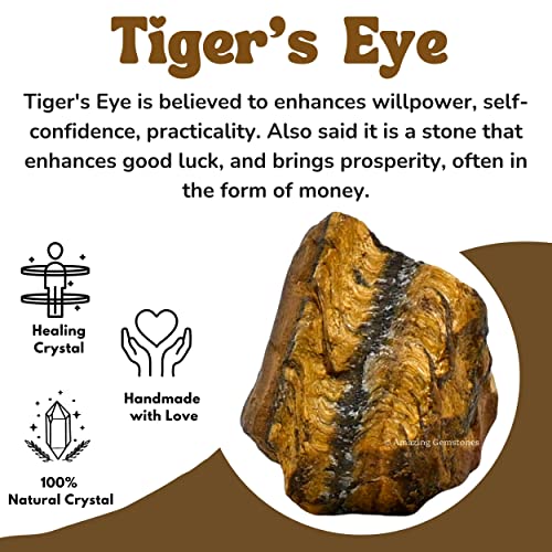 Image of Amazing Gemstone 2 Pieces Tiger Eye Raw Crystals and Healing Stones, Natural Rocks for Tumbling and DIY Raw Stones and Crystals