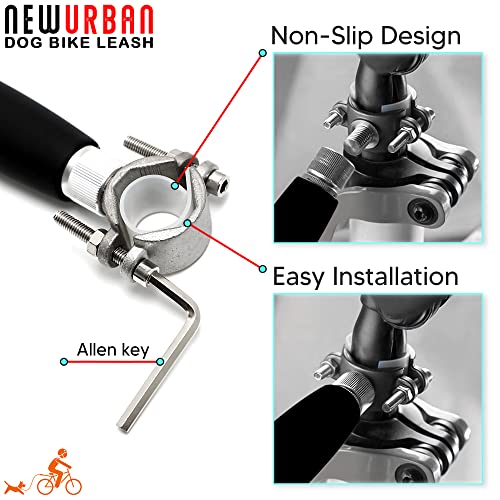 NEWURBAN - Fahrradleine für Hunde - Einfache Installation und Demontage - Freihändiges Hunde Fahrrad Trainingsleine für Training, Joggen, Radfahren und Outdoor - Sicher Mit Haustieren