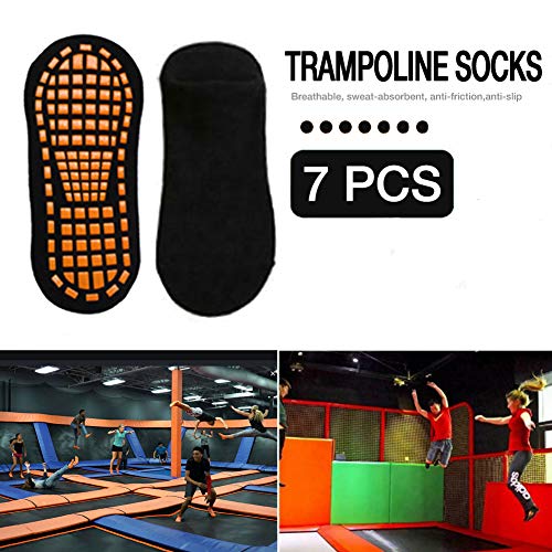 Ehdching 7/12 Pairs Pilate Anti Skid Trampoline Socks with Grips Non Slip Cotton Floor Yoga Socks for Kids/Men/Women3
