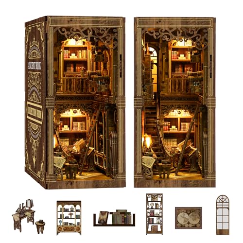 Kit Diy Book Nook, Collezione Di Libri Vintage, Puzzle In Legno In Miniatura Fai Da Te Con Luce Led, Idea Regalo Creativa Per Adulti e Adolescenti a Partire Dai 14 Anni, Biblioteca