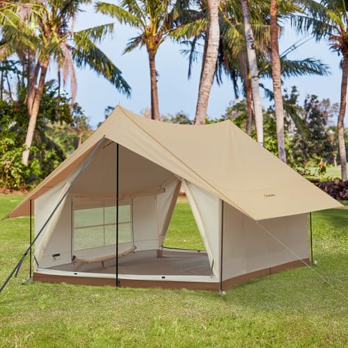 KingCamp 6-8 Person Canvas Tent for Camping Waterproof & Windproof Cabin Tents with Large Mesh...