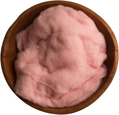 AMOS and SAWYER Newborn Fluff, Merino Wool Batting, Cloud, Basket Stuffer, Newborn Photo Prop (7 Ounce, Candy Pink)