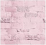 Blooming Wall Paitned Brick Pink Peel and Stick Wallpaper Decor(14.5 Square Ft per roll)