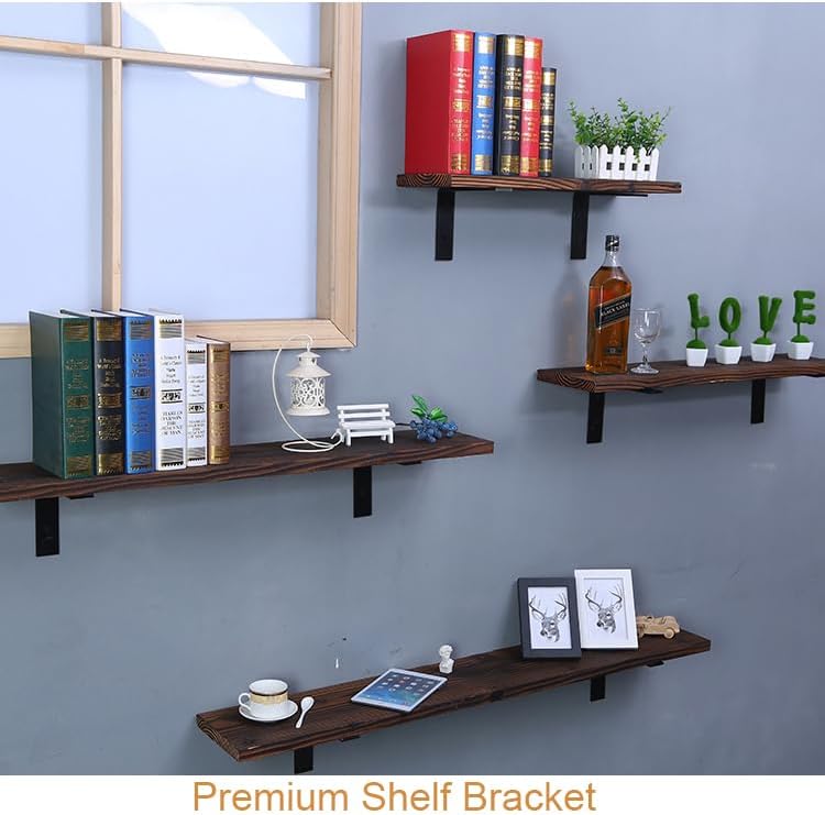 Miniatura 6 de Soporte de estante de 10 pulgadas, soporte de estante en L resistente, soporte de estante de metal de 10 x 6 pulgadas, soporte de estante montado en