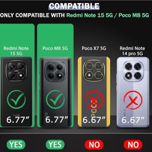 Image of Back Cover Case Compatible with for Redmi Note 15 5G | Poco M8 5G Shockproof Military Grade Protection | Micro-Fibre Cloth On Inner Side | Anti-Slip Grip for Redmi Note 15 5G| Poco M8 5G