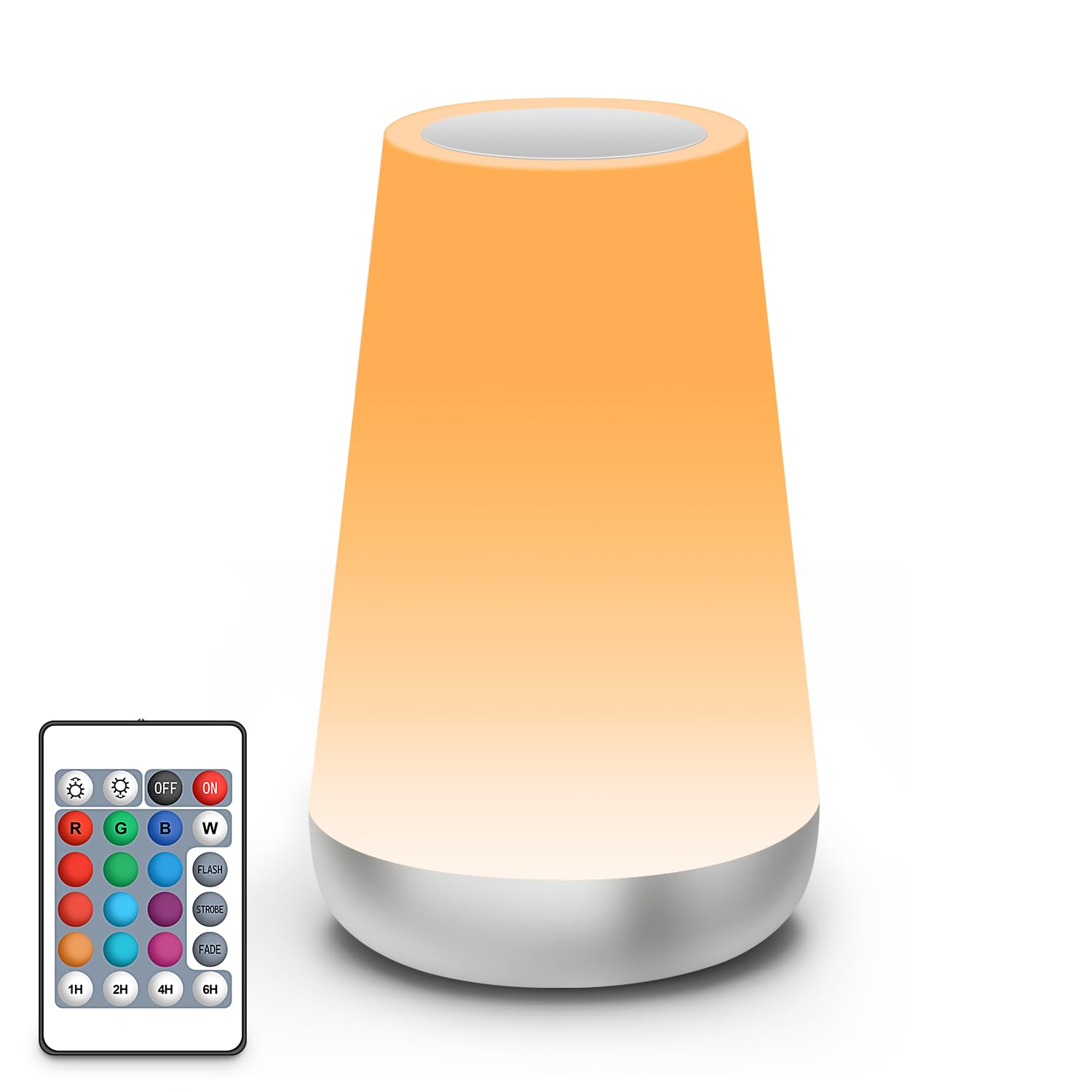 Auxmir Nachttischlampe 5 Modi RGB Farbwechsel, 2500mAh Nachtlicht Baby USB Aufladbar Fernbedienung, Stilllicht Tischlampe Kabellos Touch Dimmbar mit Timing Funktion, LED Lampe für Deko Schlafzimmer