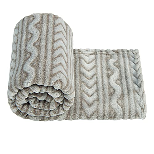 Image of NTBAY Plush Flannel Baby Blanket, Soft and Warm Toddler Blanket with Wave Pattern for Stroller, Crib, Travel, 30x40 Inches, Brown