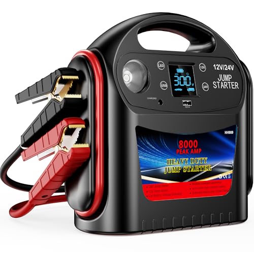 8000A Car Battery Jump Starter for All Gas/Diesel,12V/24V Intelligent 