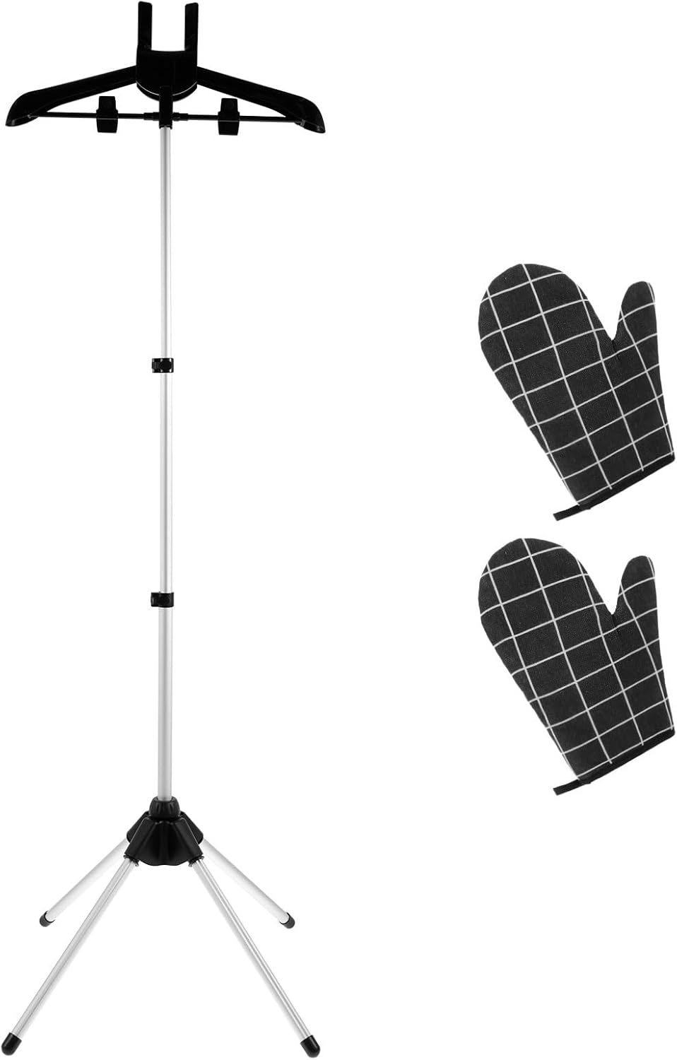 Clothes Steamer Stand with Ironing Glove, Garment Hanger for Steaming Clothes, Handheld Garment Steamer Rack, Steam Iron Stand Hanger, Clothes Drying Rack