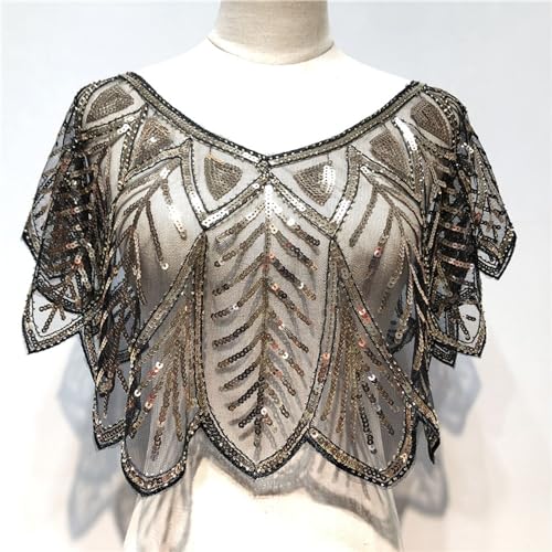 Women Evening Dresses Shawl for Cocktail Party Sheer Mesh Sequins Wrap 1920s Costume Accessories3