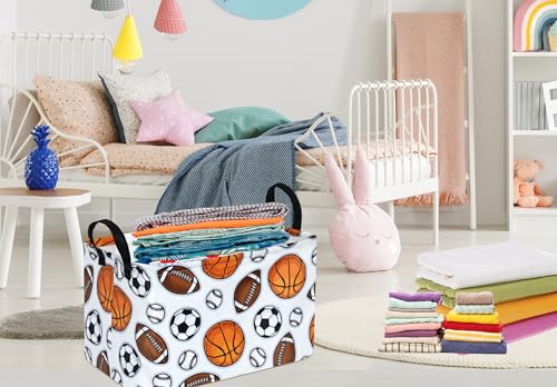 Image of DUYIY Rectangle Gift Storage Basket Home Shelf Storage Basket Organizer Box Clothes Laundry Hamper Nursery Basket Laundry Basket with Handles (Color Balls)
