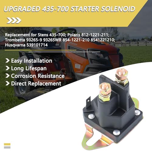 435-700 Starter Solenoid 3 Terminal 12V Compatible with Stens Starter Solenoid Husqvarna 539101714 Trombetta 812-1221-211 854-1221-210 93265-9 93265WR