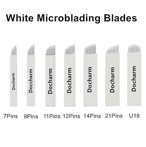 Miniatura 5 de Cuchillas desechables de microblading, 50 piezaspaquete de 0.008in, desechables permanentes maquillaje tatuaje cejas aguja de sombreado para