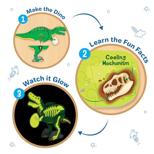 Image of Imagimake DIY Mighty Dinos | Glow in The Dark | 3D Dinosaur Puzzle for Kids | Birthday Gift for Kids Ages 5,6,7,8,9,10
