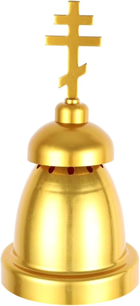 Cemetery Candle Holder with Spike, Dome Memorial Light Grave Lamp, Red Orthodox Cross - Image 3