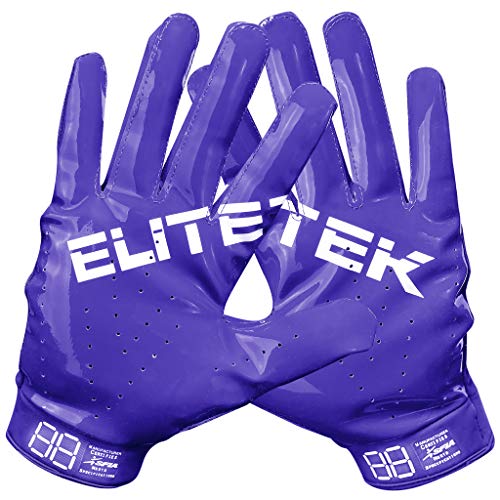 Elitetek Men's Football Gloves Rg-14 Super Tight Fitting Football Gloves - Easy Slip On Design No Wrist Strap For Men (Purple, Adult L) #TOP2
