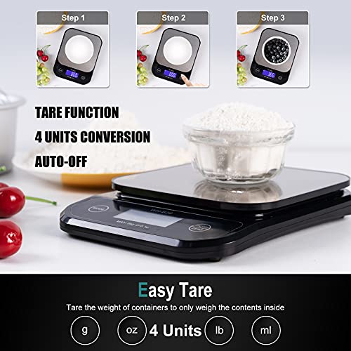 Bomata Waterproof Food Scale, 0.01Oz/0.1G High Precision, 11Lb/5Kg, Washable, Usb Rechargeable, Stainless Steel Weighing Platform, Digital Kitchen Scale For Cooking, Baking, Weight Loss, Etc. #TOP3