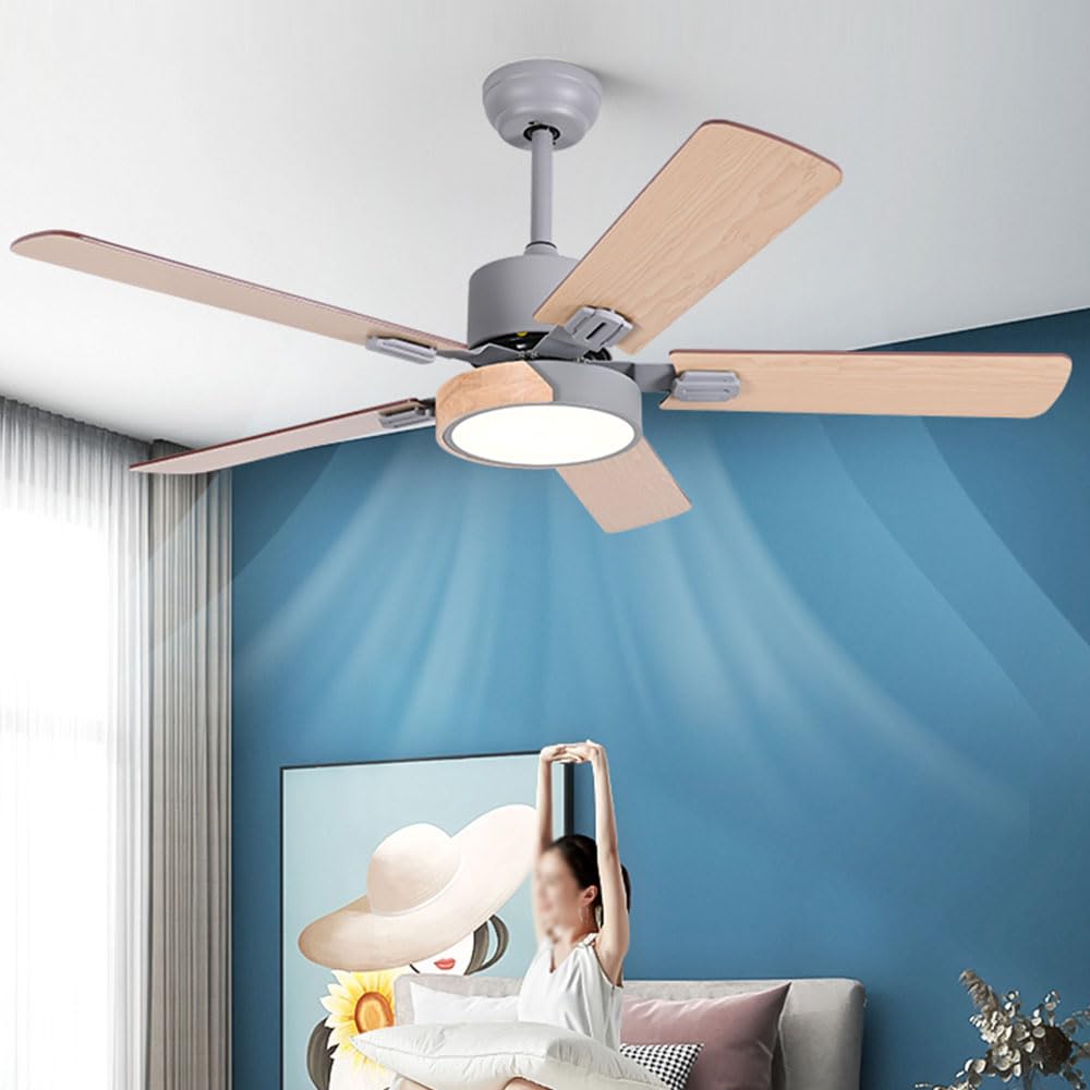 Ventilateur de plafond avec lampe LED intégrée et télécommande pour salon
