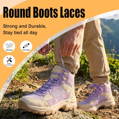 Image of DELELE 2 Pair Thick Round Climbing Shoelaces Hiking Shoe Laces Boot Laces