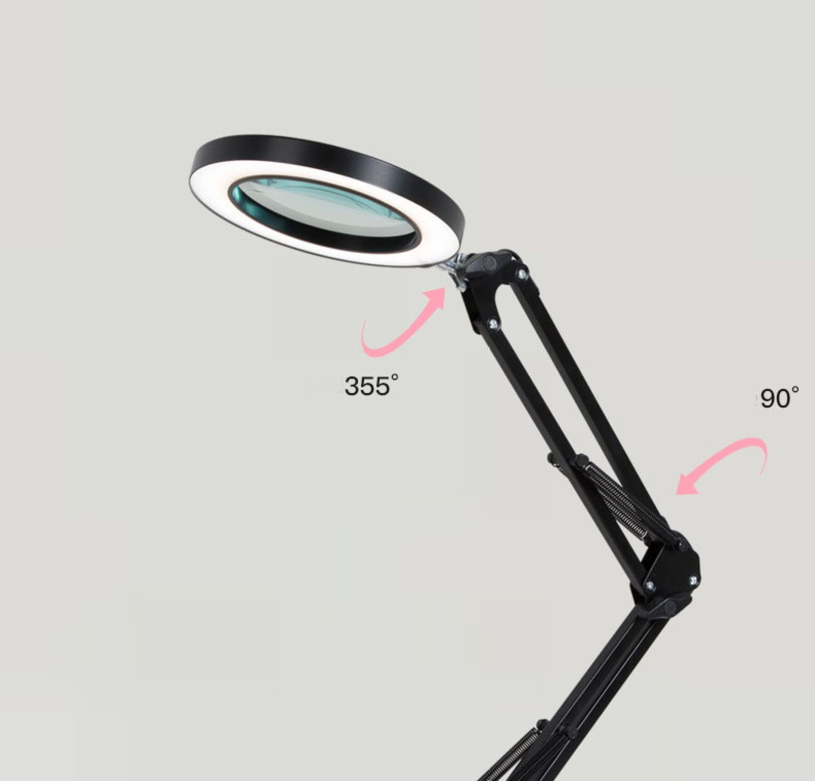 LED Bordado Belleza Escritorio lámpara Tatuaje ceja/uña Arte/Tatuaje/pestaña/lámpara de Lectura, Negro (con Lupa), 7 vatios