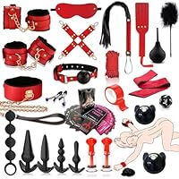 Sex Bondage Fesseln Sex Spielzeug für Paare,28pcs BDSM Set mit Handschellen und Anal Toys,Sex Spielzeug für Frauen Männer