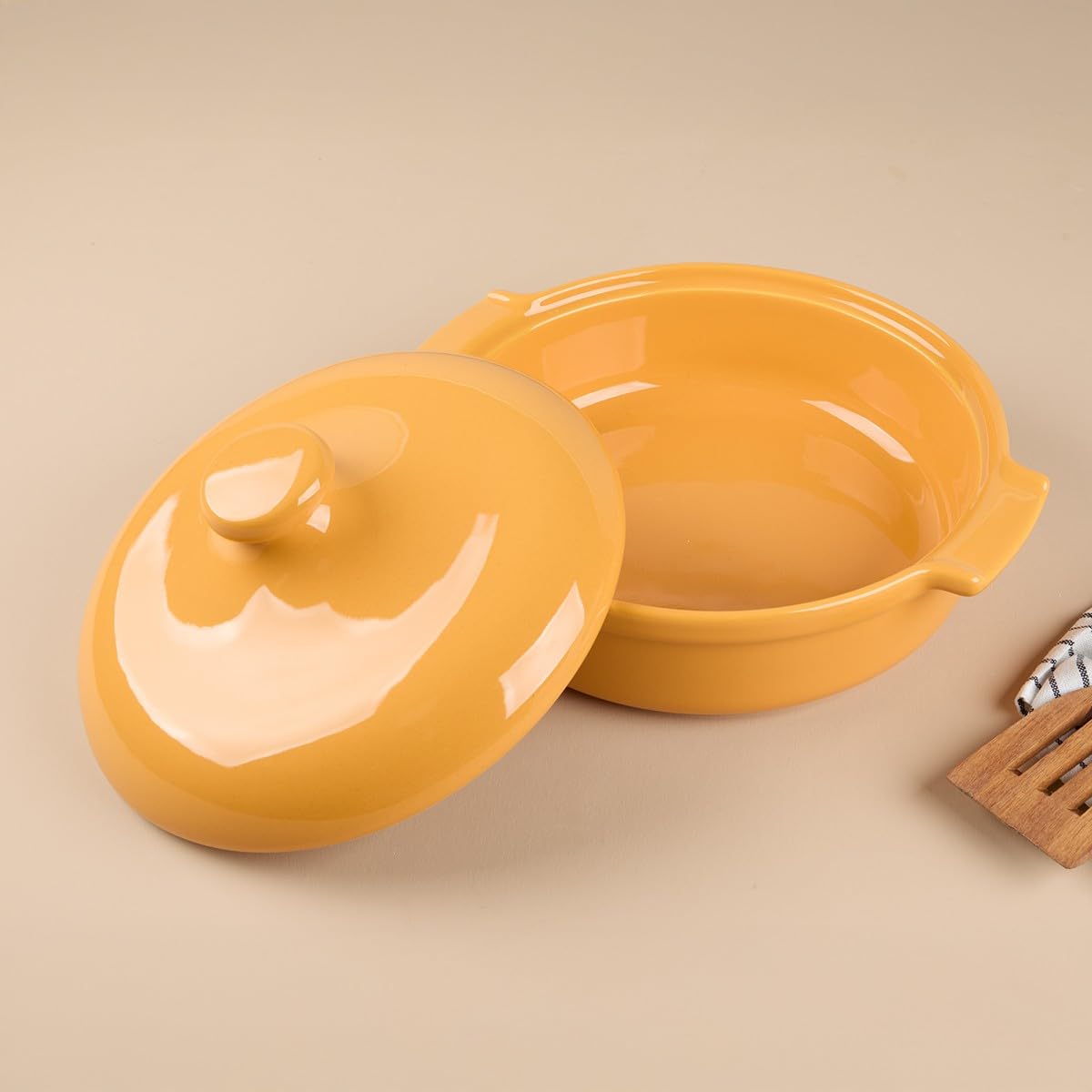 Aryıldız Elissa Kapaklı Karnıyarık Fırın Kabı Sarı 27 cm