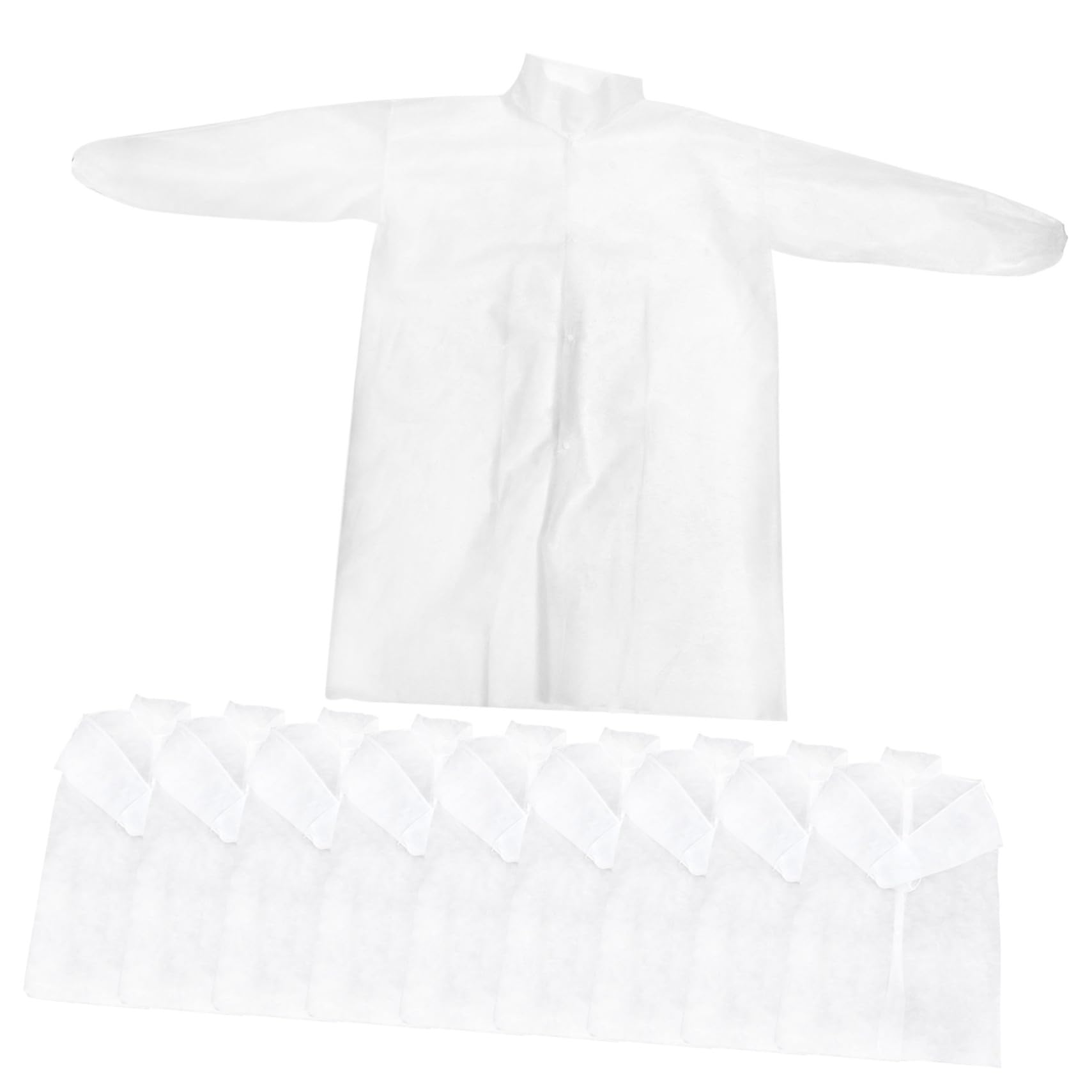 Healeved Camice da Laboratorio Bianco Usa e Getta Non Tessuto, Comodo e Traspirante, Maniche Lunghe, Confezione da 10 Pezzi per Manutenzione e Pittura Stile Casuale