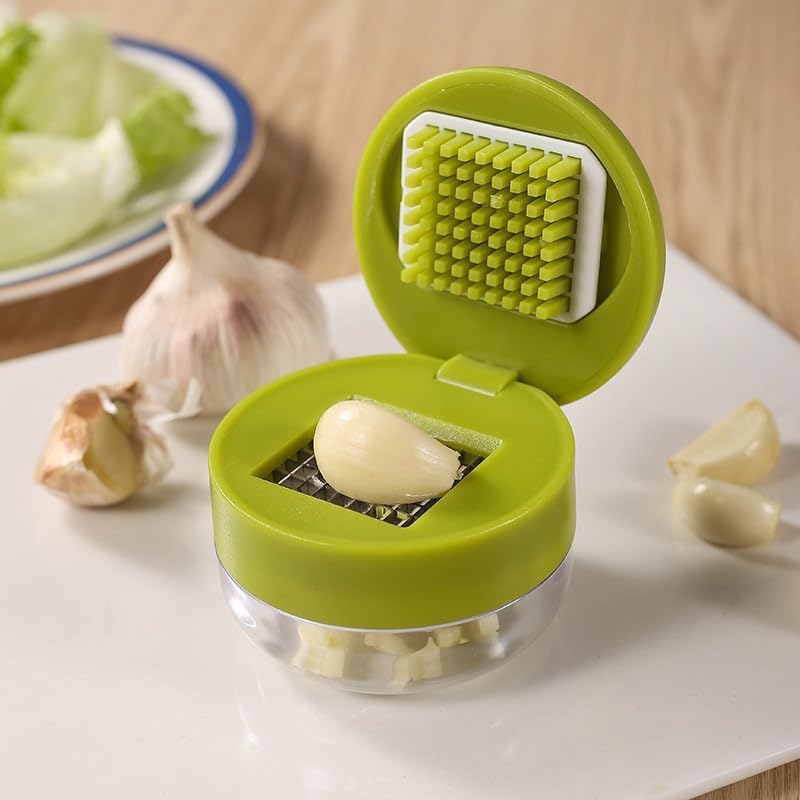 Mini Garlic Chopper and Press with Container