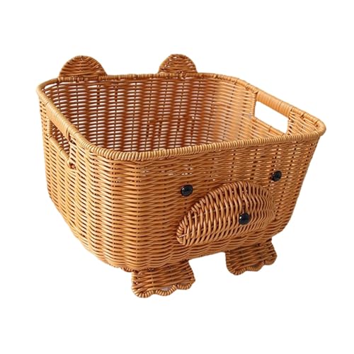 Cesta de almacenamiento tejida rectangular de ratán PP rockible para organizar el hogar (33cm) 8