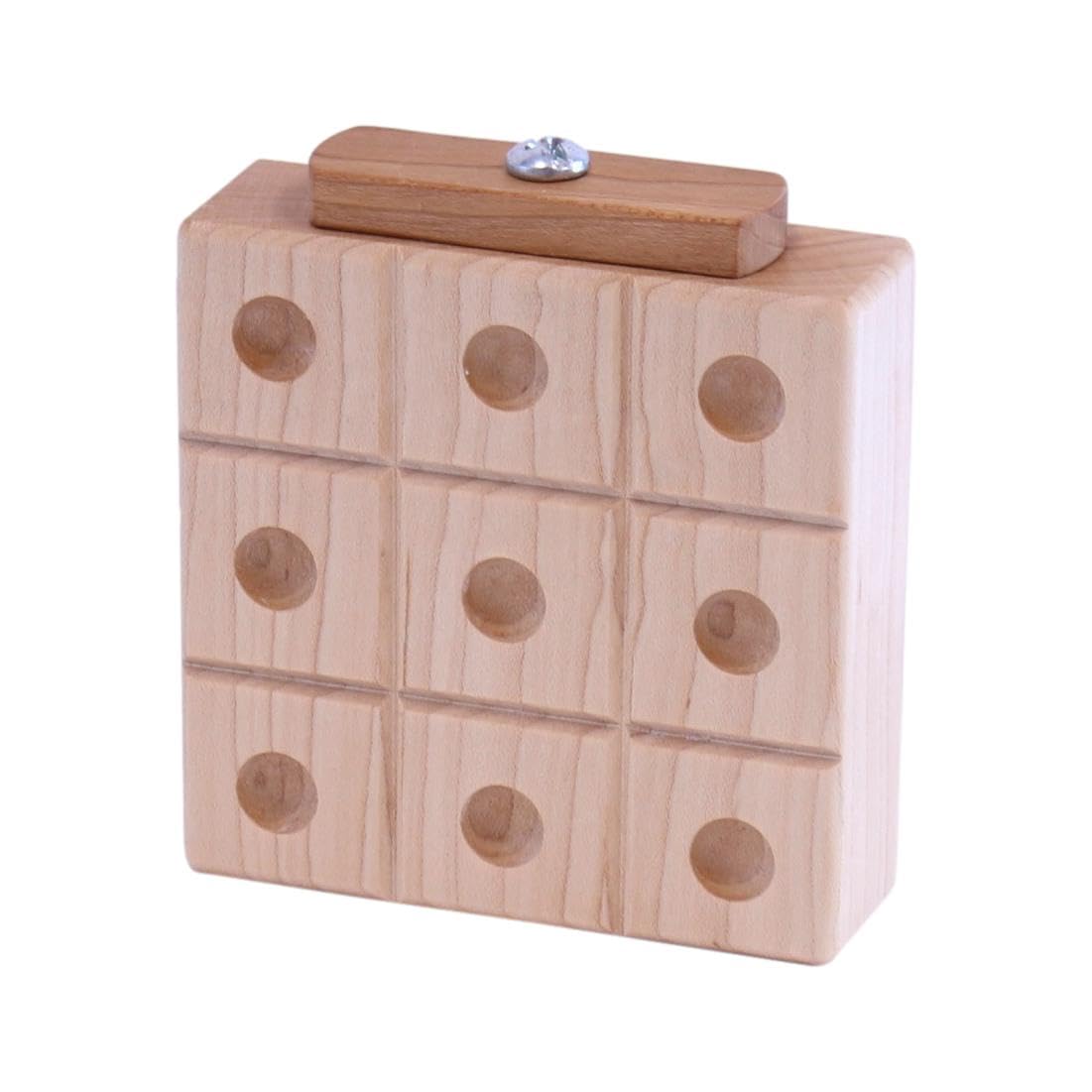 AmishToyBox.com Wooden Marble Tic Tac Toe Game with Built-in Storage for Marbles (Maple Board with Cherry Lid)