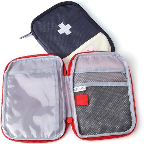 Image of First Aid Bag,Empty First Aid Pouch,Mini Portable Medical Bag for Outdoor Camping Hiking Travel Emergency,Multifunction Emergency Medicine Storage Bag-7x5 inch (Blue, 3)